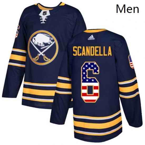 Mens Adidas Buffalo Sabres 6 Marco Scandella Authentic Navy Blue USA Flag Fashion NHL Jersey